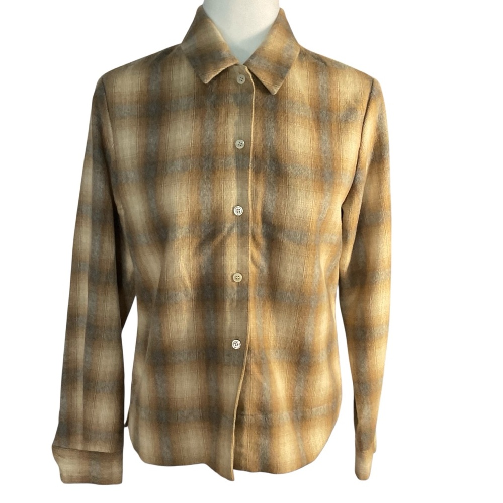 VTG Rena Rowan Women's Plaid Wool-Blend Button Front Short Jacket Shirt Size 6